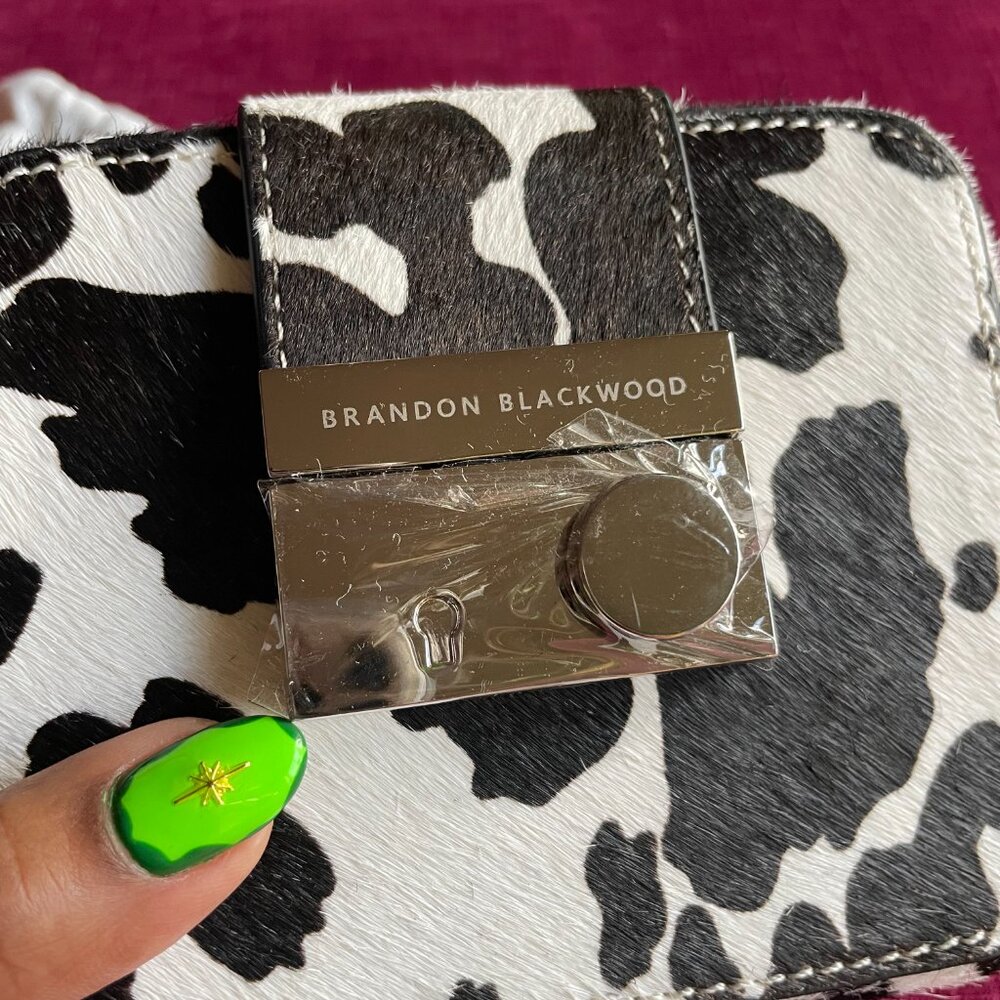 Brandon Blackwood Marlo Buckle Bag in Cow Print Ponyhair NWT - Picture 3 of 7